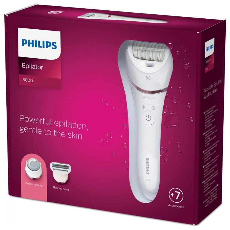 Depiladora Philips 8000 series 5,4W Wet/Dry Rosa, Blanco - Ítem2