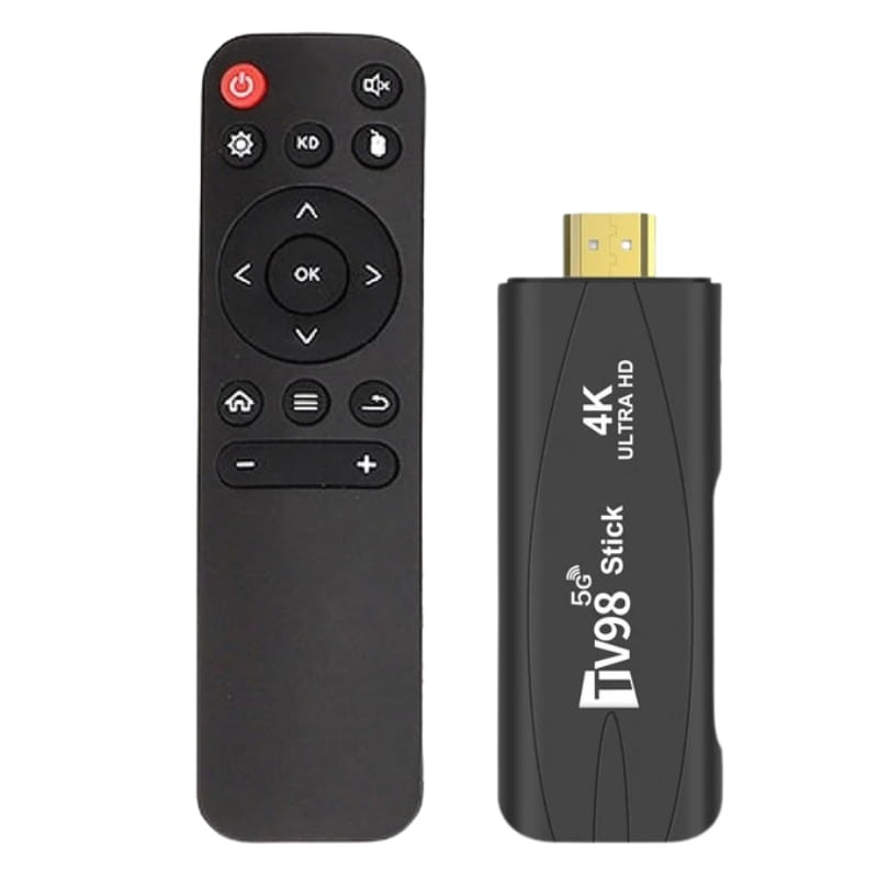 TV98 Stick 4K 2GB/16GB WIFI Dual Android 12 Preto - Android TV - Item