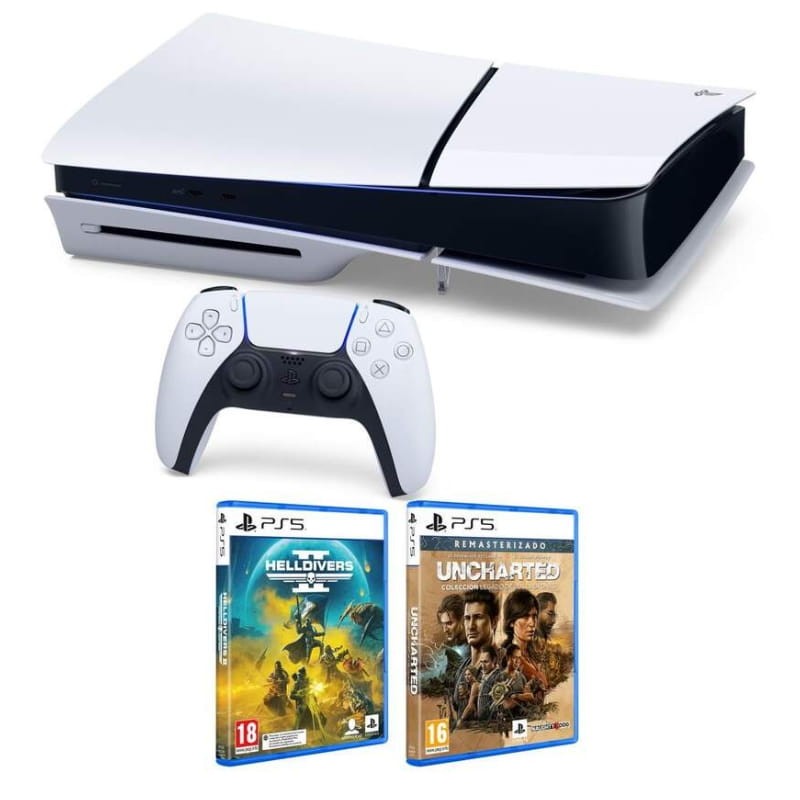 PlayStation 5 (PS5) Slim 1TB + Helldrivers 2 + Uncharted Blanco - Consola SONY - Ítem