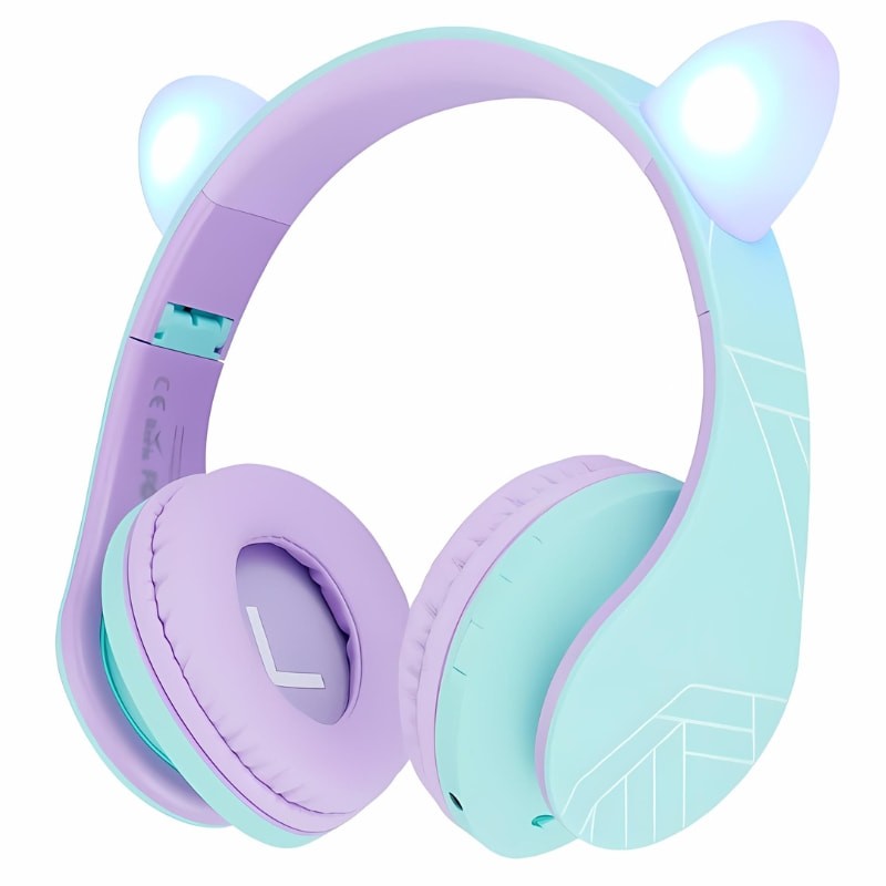 PowerLocus P2 Kids Cat Ears Turquesa/Violeta - Auscultadores sem fios para crianças - Item