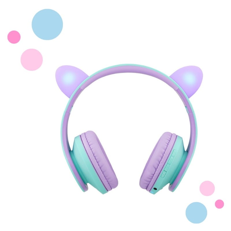 PowerLocus P2 Kids Cat Ears Turquesa/Violeta - Auscultadores sem fios para crianças - Item1