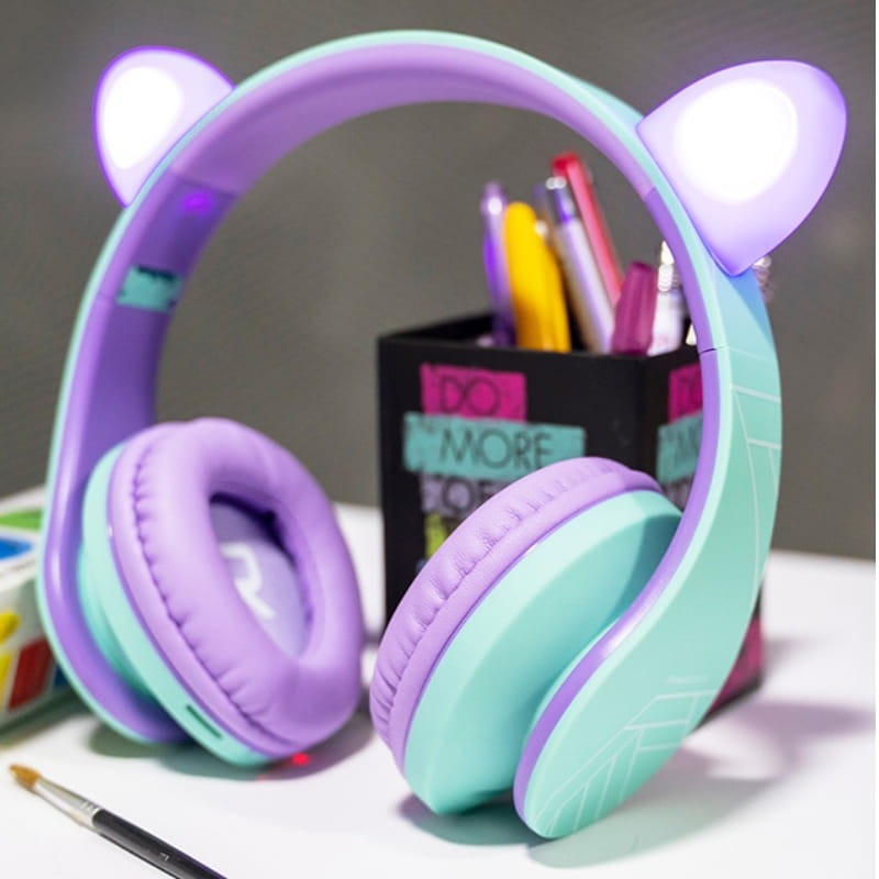 PowerLocus P2 Kids Cat Ears Turquesa/Violeta - Auscultadores sem fios para crianças - Item2