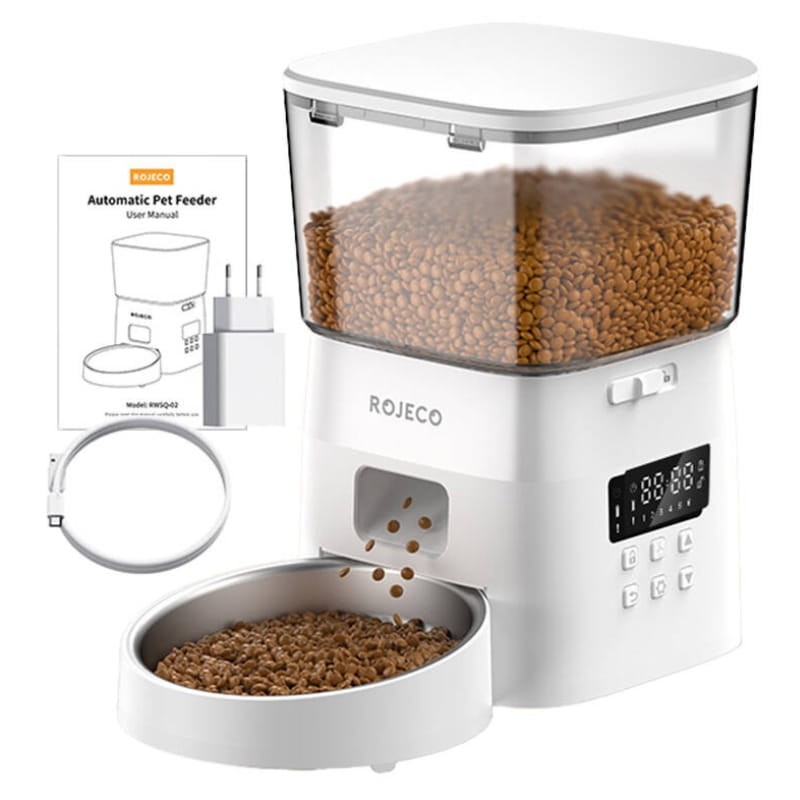 Rojeco Automatic Pet Feeder Versión Botón 2L Blanco - Comedero Automático - Ítem8