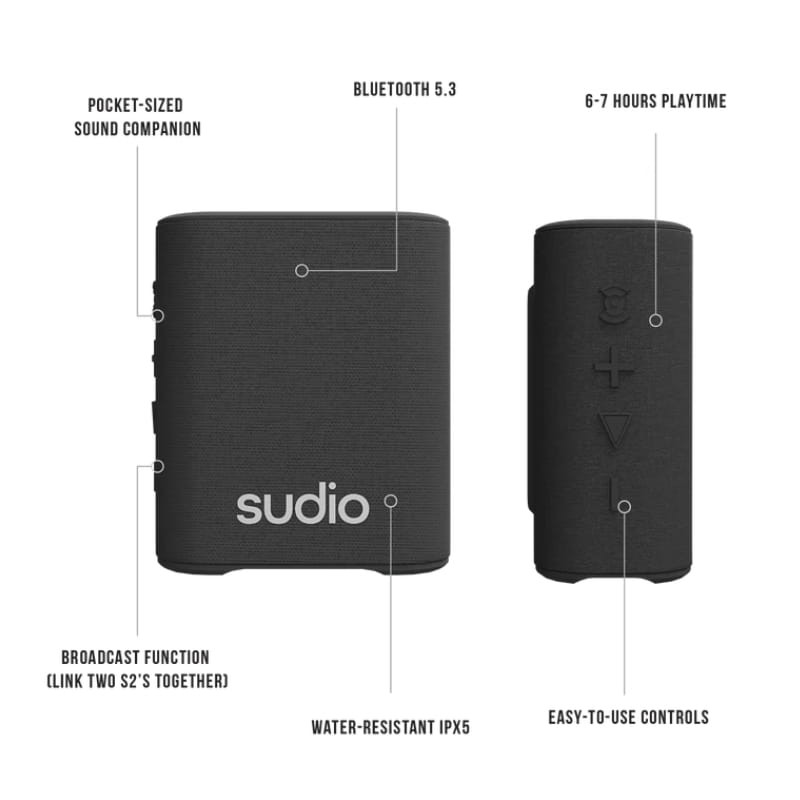 Sudio S2 Preto - Altifalante Bluetooth - Item2