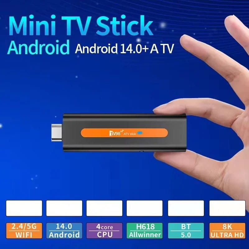 TV98 ATV Stick H618 2GB/16GB Android 14 Preto - Item1