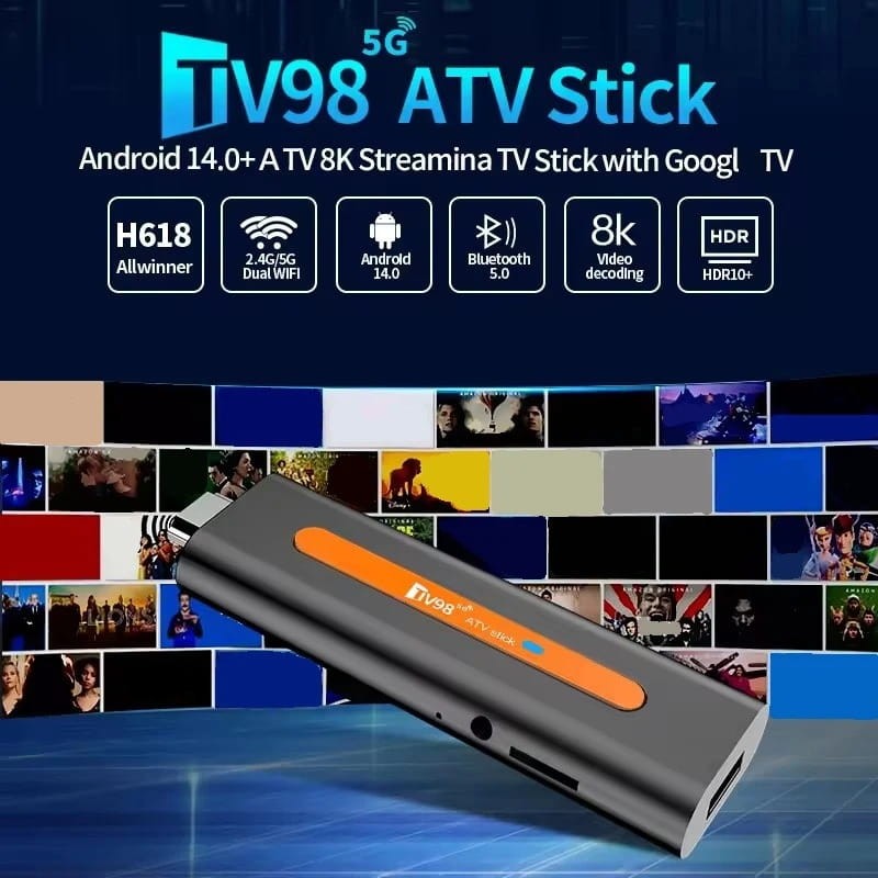 TV98 ATV Stick H618 2GB/16GB Android 14 Preto - Item3