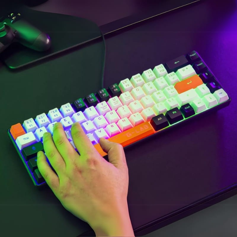 Teclado de membrana The G-Lab Keyz Hydrogen RGB Preto/Branco/Laranja - Item1