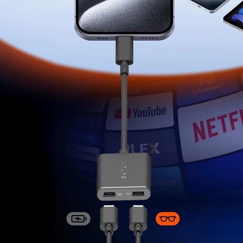 Viture Pro USB-C XR Charging Adapter para iPhone Negro - Adaptador para Gafas de Realidad Aumentada - Ítem2