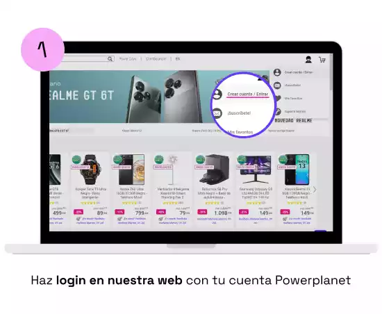 Haz login en nuestra web con tu cuenta de Powerplanet