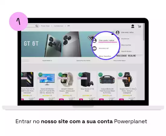 Faça login na nossa web com a sua conta Powerplanet