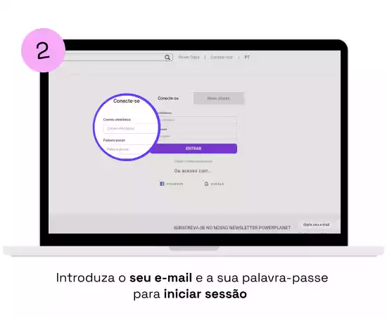 Insira o seu e-mail e senha para aceder