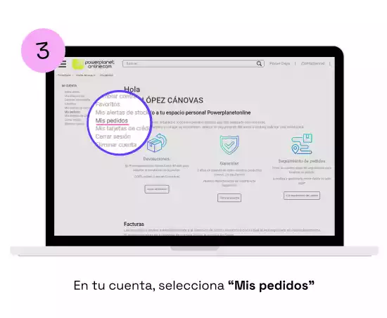 En tu cuenta, selecciona Mis pedidos