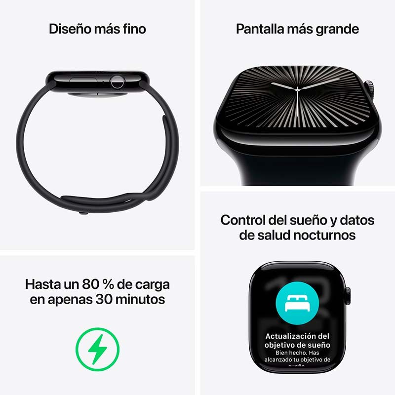 Apple Watch Series 10 GPS + Cellular 42mm Alumínio Preto com Bracelete Desportiva S/M - Item8