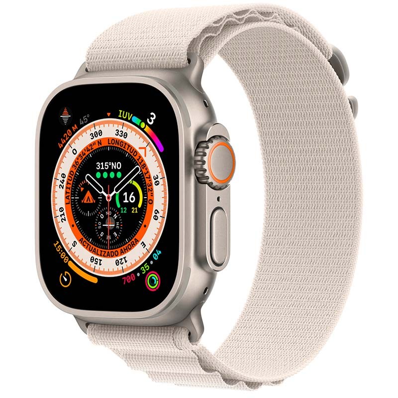 comerciante Sobriqueta molino Apple Watch Ultra Titanio con Correa Loop Alpine Blanco M