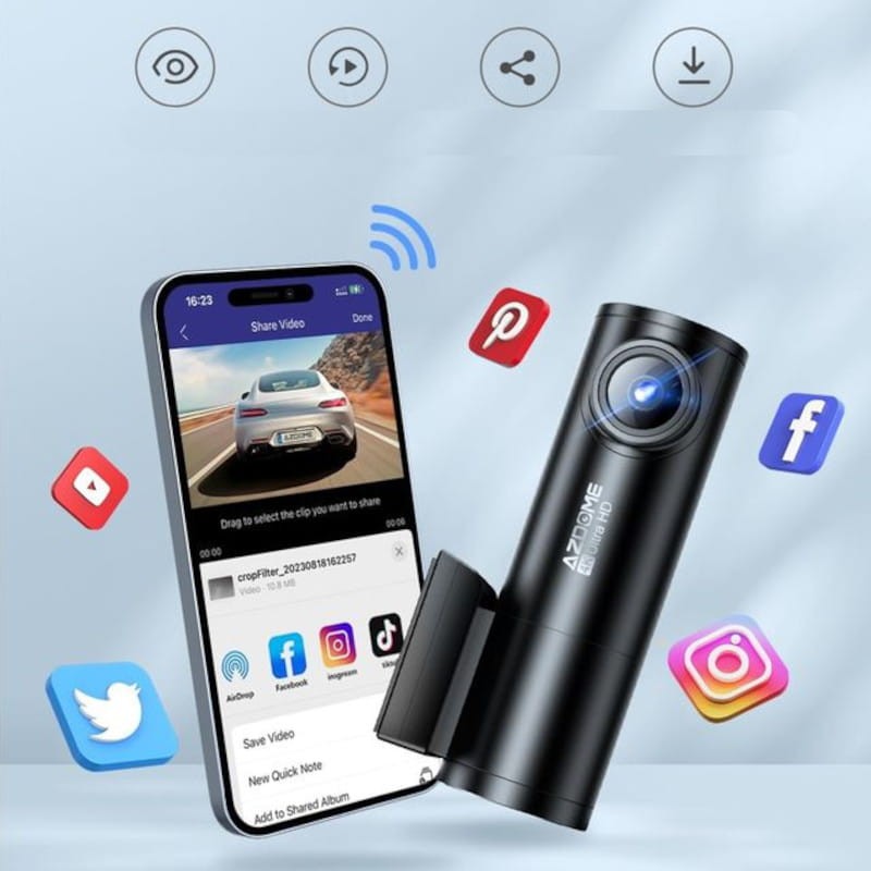 Dash cam Avant et Arrière AZDOME M300S - Connexion 5G, enregistrement 24h - Caméra pour Voiture avec Carte mémoire incluse - Ítem12