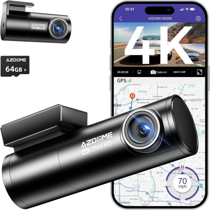 Dash cam Avant et Arrière AZDOME M300S - Connexion 5G, enregistrement 24h - Caméra pour Voiture avec Carte mémoire incluse - Ítem3