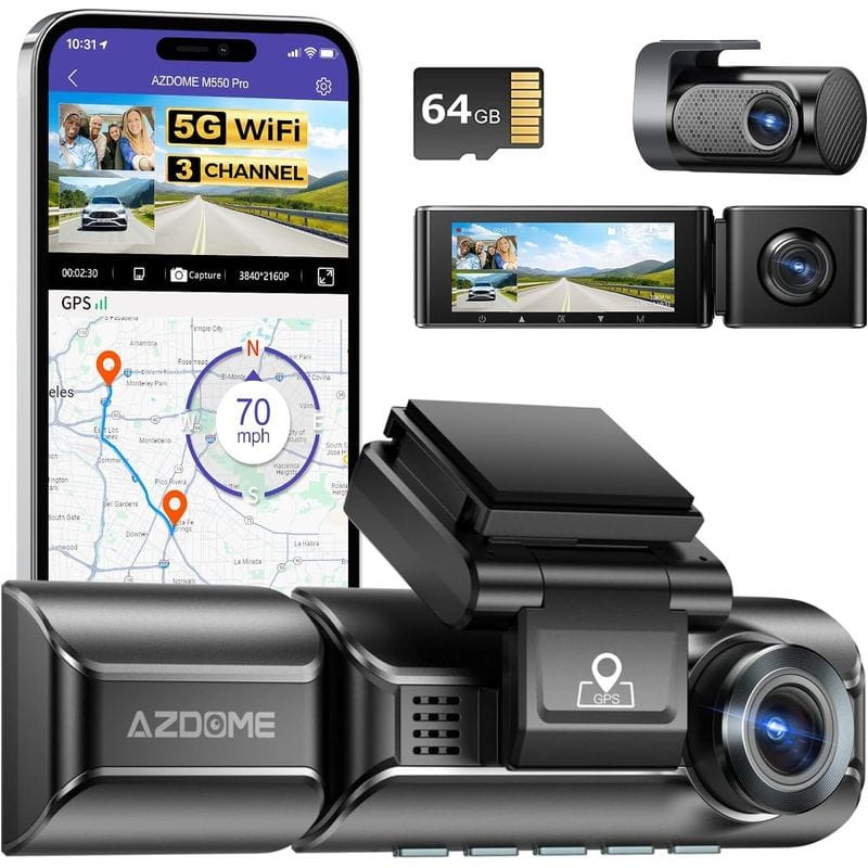 Dash cam 3 Canaux AZDOME M550Pro - GPS - Connexion 5G, enregistrement 24h - Caméra pour Voiture avec carte mémoire incluse - Ítem2