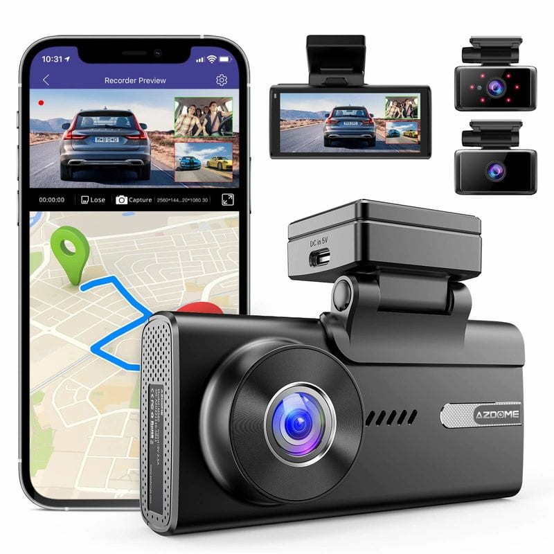 Dash cam 3 Canaux AZDOME M580 5K - Connexion 5G, enregistrement 24h - Caméra pour Voiture avec Carte mémoire - Ítem2