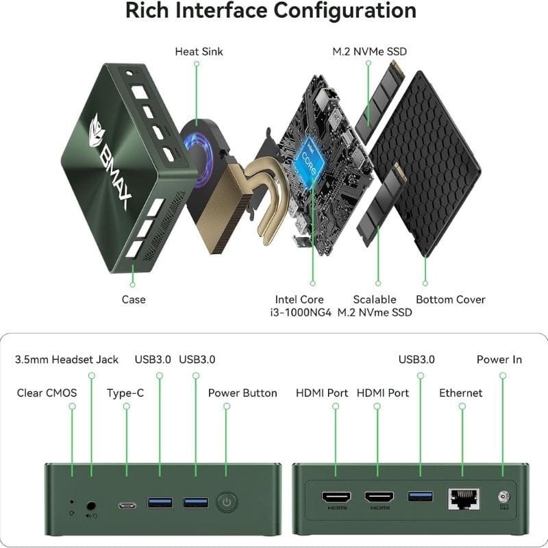 BMAX B6 Plus Intel i3-1000NG4 12GB/512GB SDD/W11 Verde - Mini PC - Ítem2