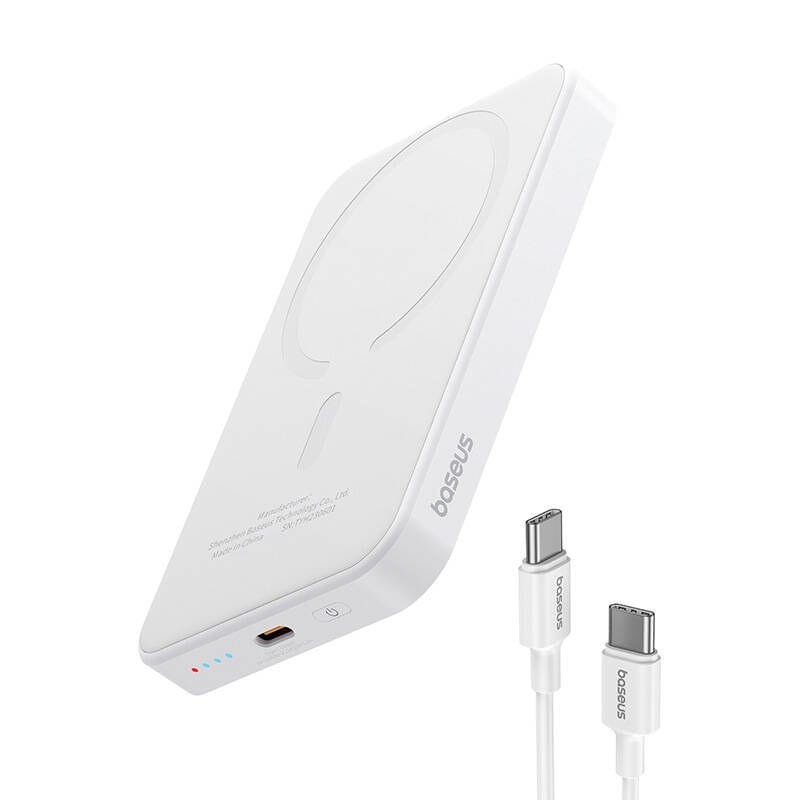 Power Bank Mini 5000mAh Baseus compatible con MagSafe Blanco - Carga rápida 20W y Cable tipo C inlcuido - Ítem3