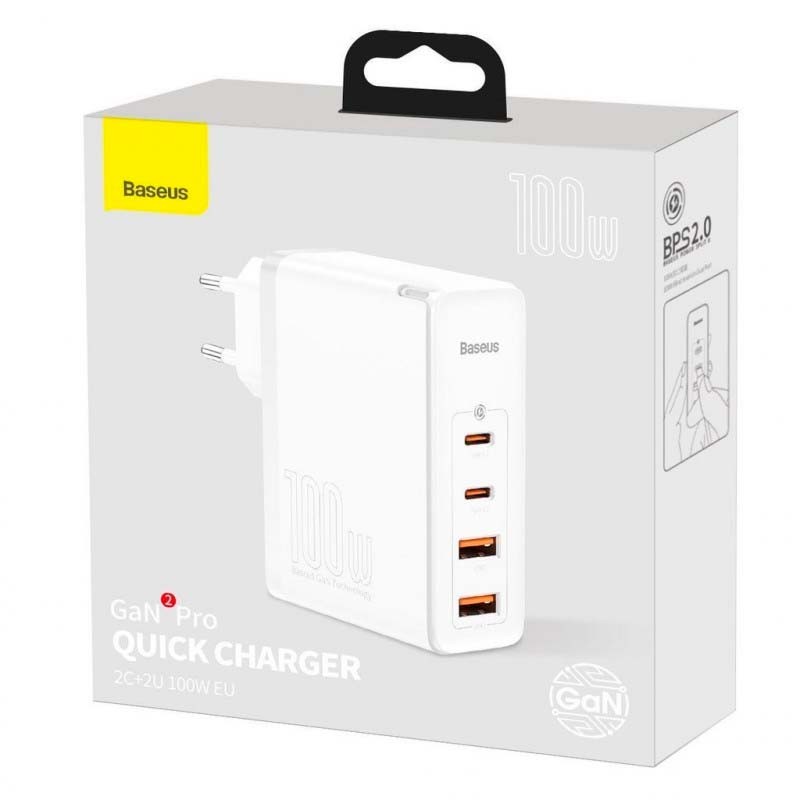 Baseus Chargeur GaN2 Pro 100W 2xUSB-C+2xUSB Blanc - Ítem3