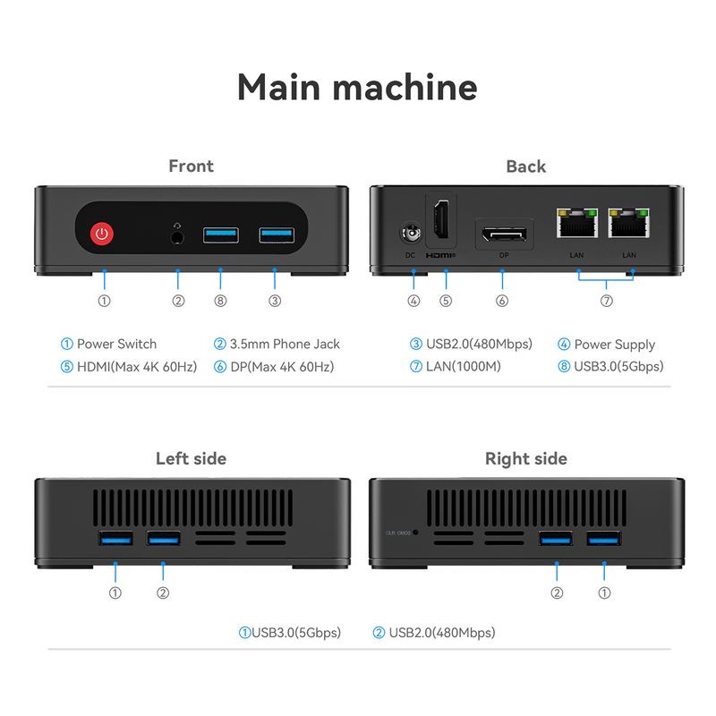 Beelink IPC-G Intel N4020/4GB/64GB SSD/Windows 11 Negro - Mini PC - Ítem8