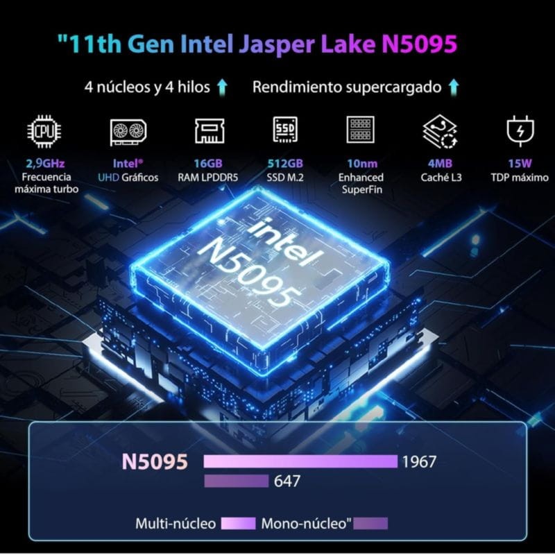 Blackview MP80 Intel N5095/16GB/512GB/W11 Home Azul - Item4