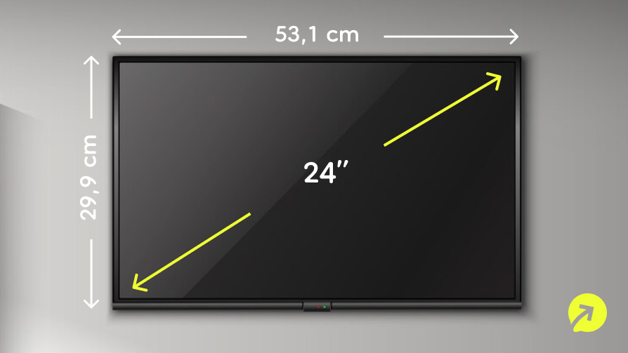 ¿Cuánto mide una TV de 24 pulgadas?