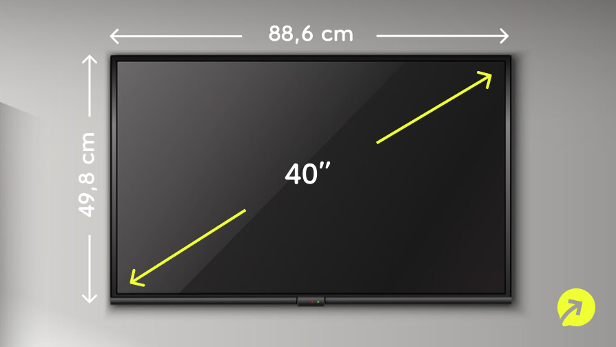 Qual é o tamanho de um televisor de 40 polegadas?