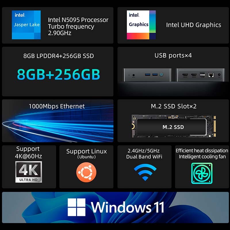 BMAX MaxMini B3 Pro Intel N5095/8GB/256GB SSD/W11 - MiniPC - Ítem5