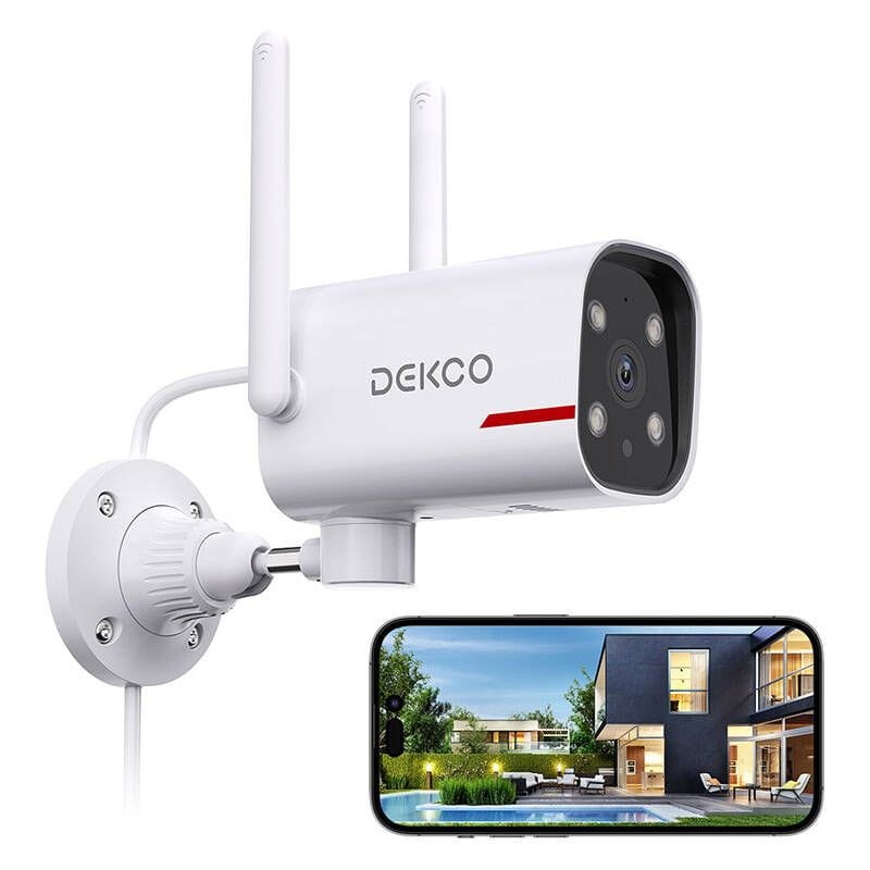 Cámara de seguridad IP DEKCO DC4L 2K QHD WiFi Visión Nocturna a color Alexa/Google Assistant Blanco - Ítem1