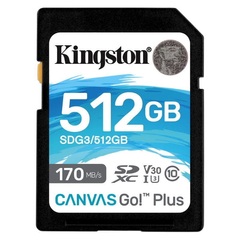 Kingston Canvas Go! Plus 512 GB Classe 10 UHS-I U3 V30 Preto / Turquesa - Cartão SD - Item