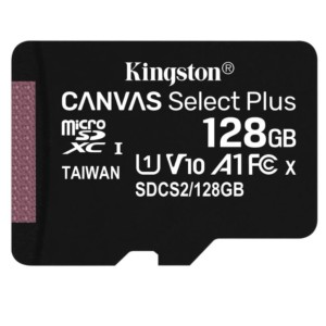 Kingston Canvas Select Plus 128 GB Clase 10 UHS-I U1 V10 Negro - Tarjeta microSD