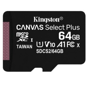 Kingston Canvas Select Plus 64 GB Clase 10 UHS-I U1 V10 Negro - Tarjeta microSD