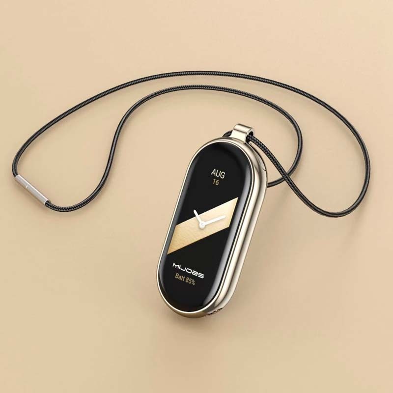 Colgante Xiaomi Smart Band 8 Adaptador Metálico Dorado y Collar Negro - Ítem1