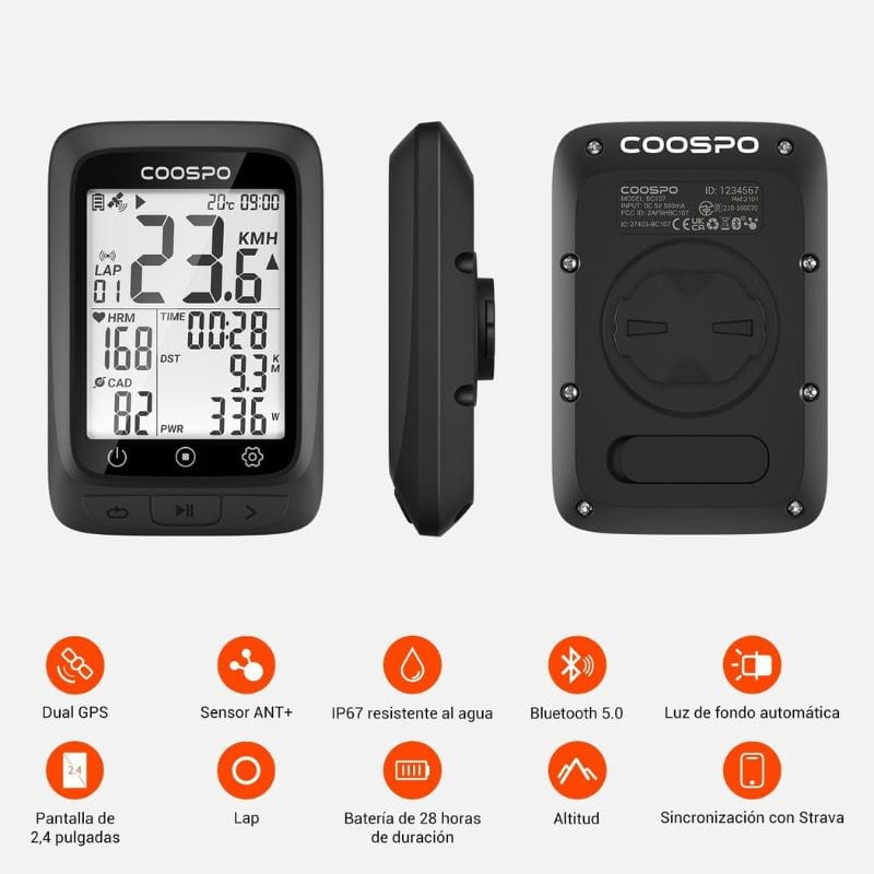 Coospo BC107 GPS+Beidou ANT+ Preto - Ciclocomputador - Item10