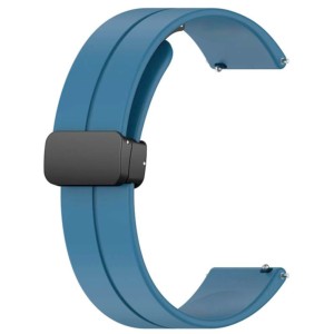 Bracelet en silicone bleu marine avec fermoir magnétique universel de 22 mm pour smartwatch