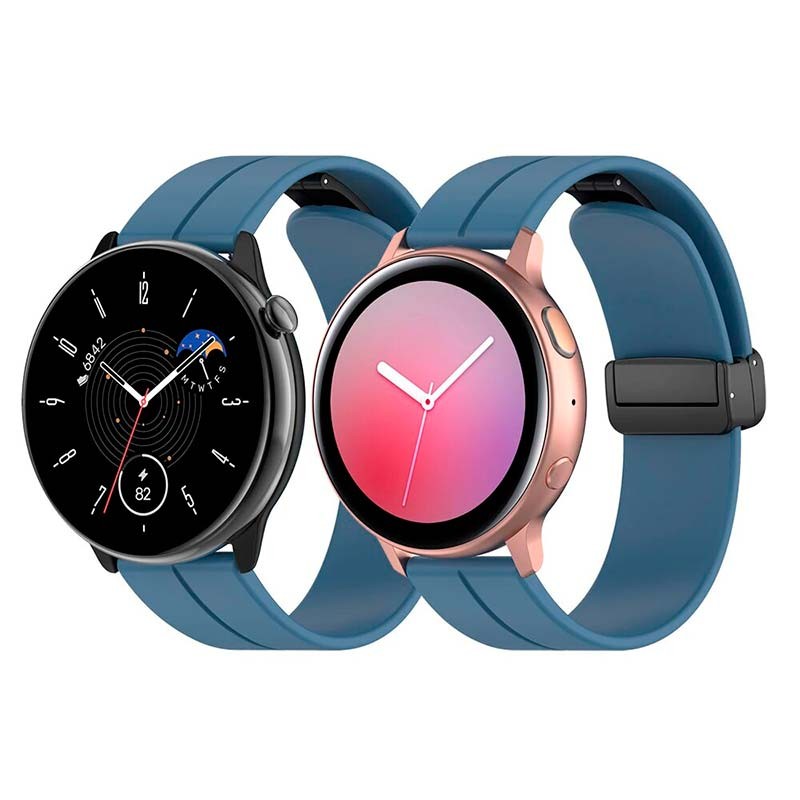 Pulseira Para Smartwatch Universal De 22mm Material Tpu Fecho Magnético Azul Marinho 8231