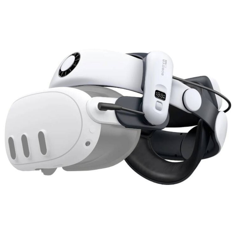 Correia BOBOVR S3 PRO com bateria e ventilação para Meta Quest 3 / Quest 3S Branco - Acessório para óculos VR - Item