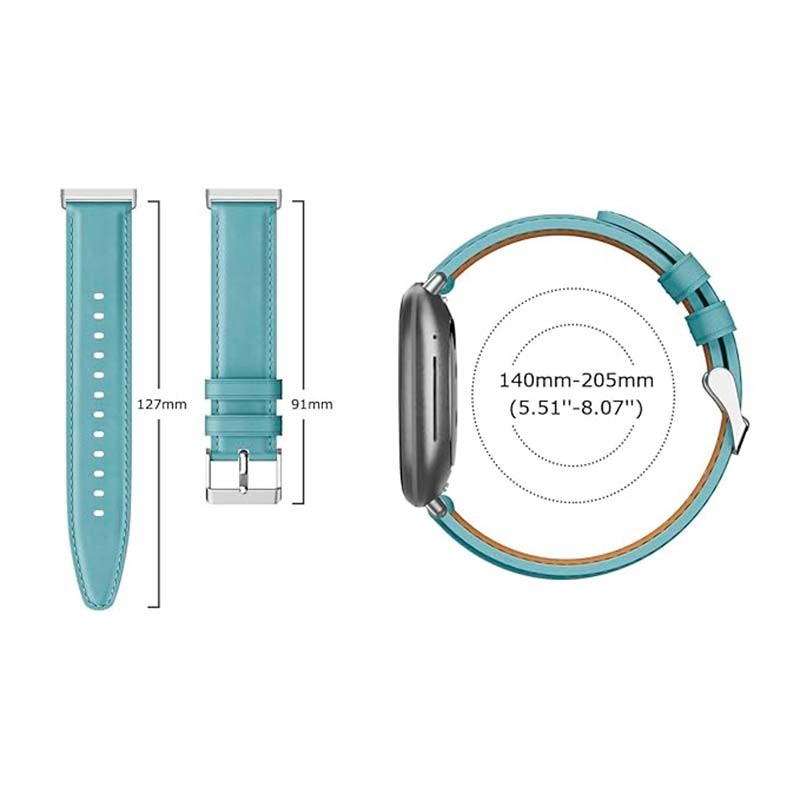 Bracelet en cuir bleu clair pour Fitbit Versa 4 - Ítem3