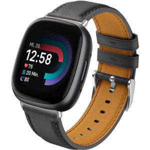 Correa de cuero gris para Fitbit Versa 4