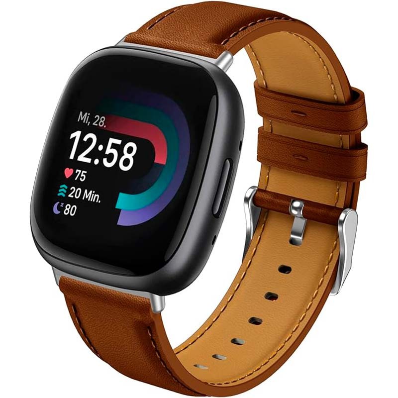 Correa de cuero marrón para Fitbit Versa 4 - Ítem