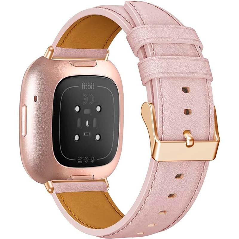 Bracelet en cuir rose pour Fitbit Versa 4 - Ítem1