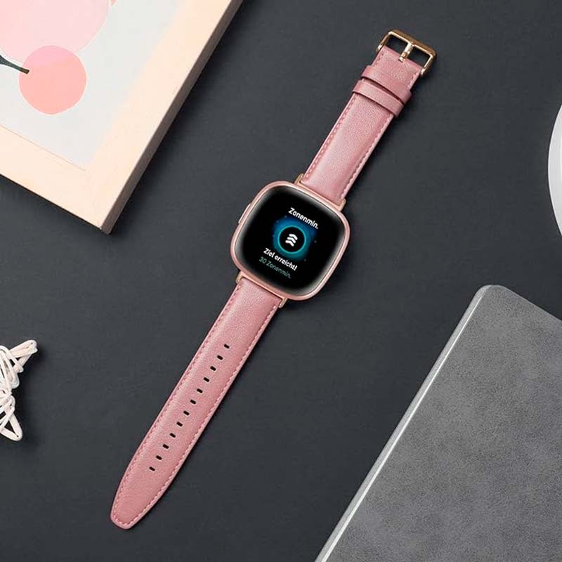 Bracelet en cuir rose pour Fitbit Versa 4 - Ítem4