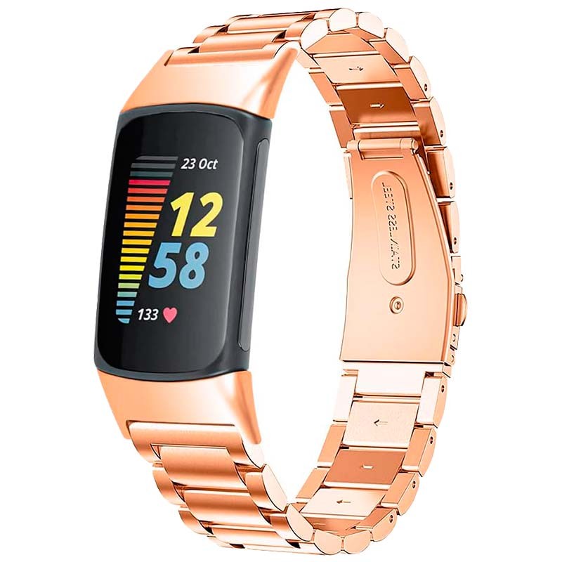 Bracelet en métal à maillons rose pour Fitbit Charge 6 - Ítem