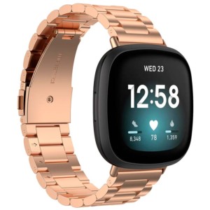 Correa metálica de eslabones rosa para Fitbit Versa 4