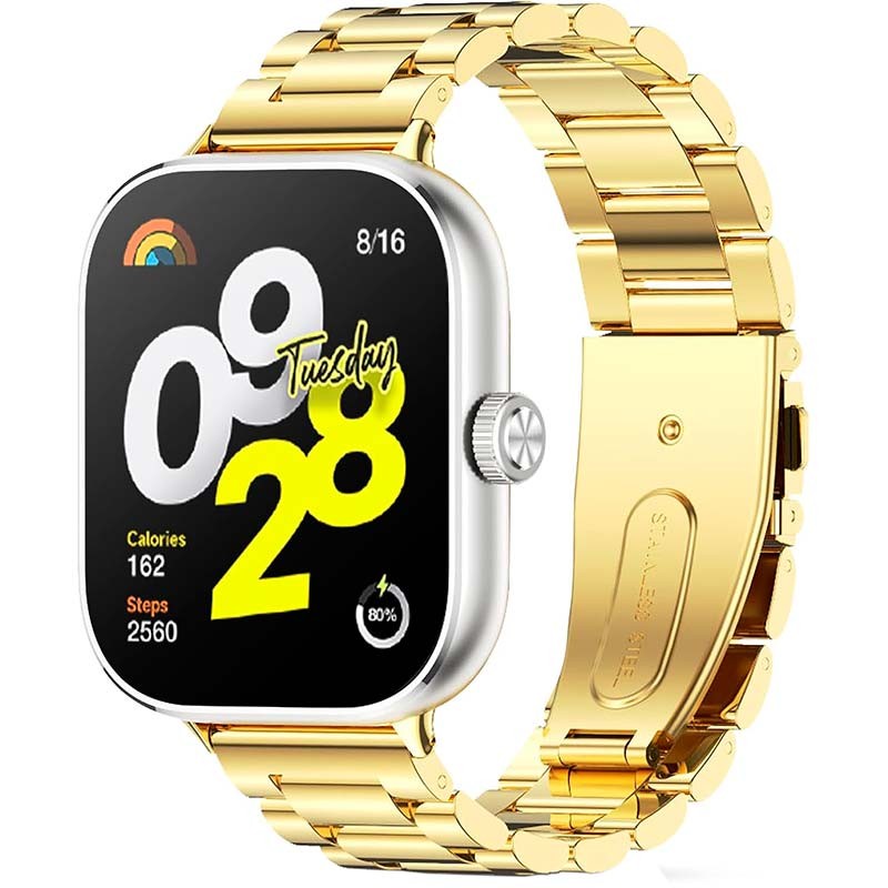 Pulseira Metal Elos Xiaomi Mi Smart Band 9 Pro / Band 8 Pro / Redmi Watch 4 / Redmi Watch 5 Dourado - Item