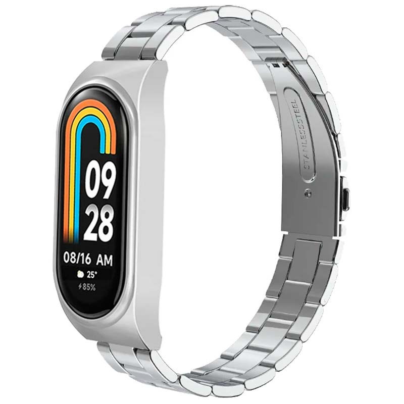 Bracelet en métal à maillons argentée pour Xiaomi Smart Band 8 - Ítem