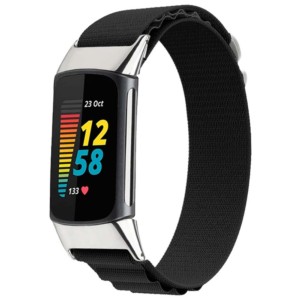 Correa de nailon compatible con Fitbit Charge 6 en color Negro