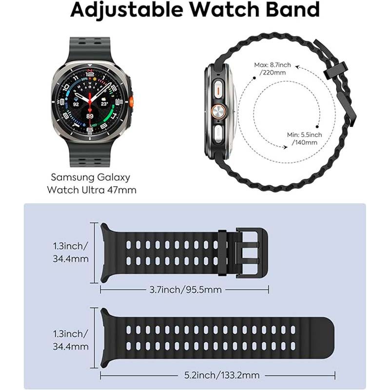 Bracelet en silicone Samsung Galaxy Watch Ultra Noir - Ítem3